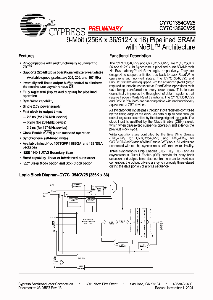 CY7C1356CV25-225BZXI_1230592.PDF Datasheet
