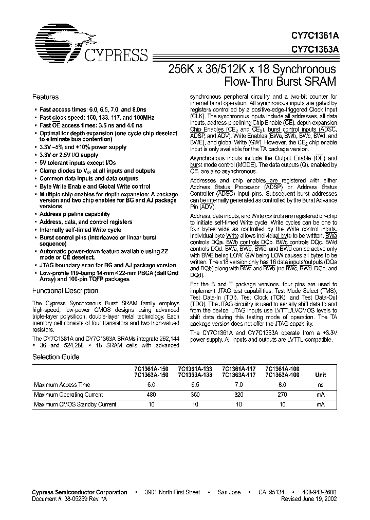 CY7C1361A-100AC_656260.PDF Datasheet