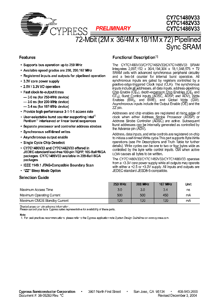 CY7C1486V33-250BGXC_1230632.PDF Datasheet