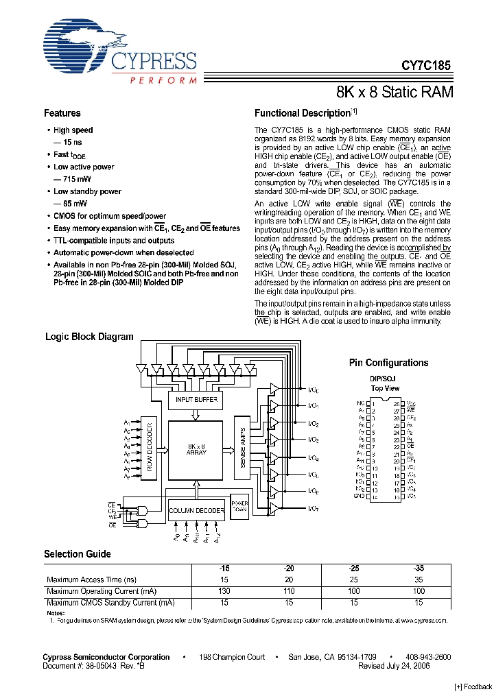 CY7C185-20PXC_1130638.PDF Datasheet