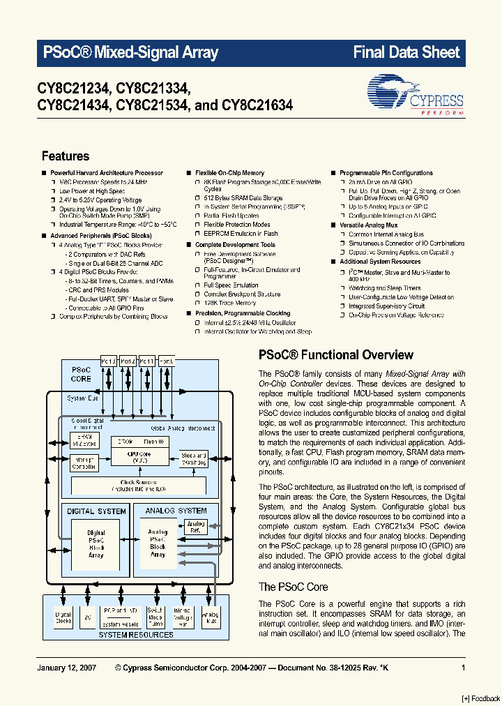 CY8C21001-24PVXI_1085226.PDF Datasheet