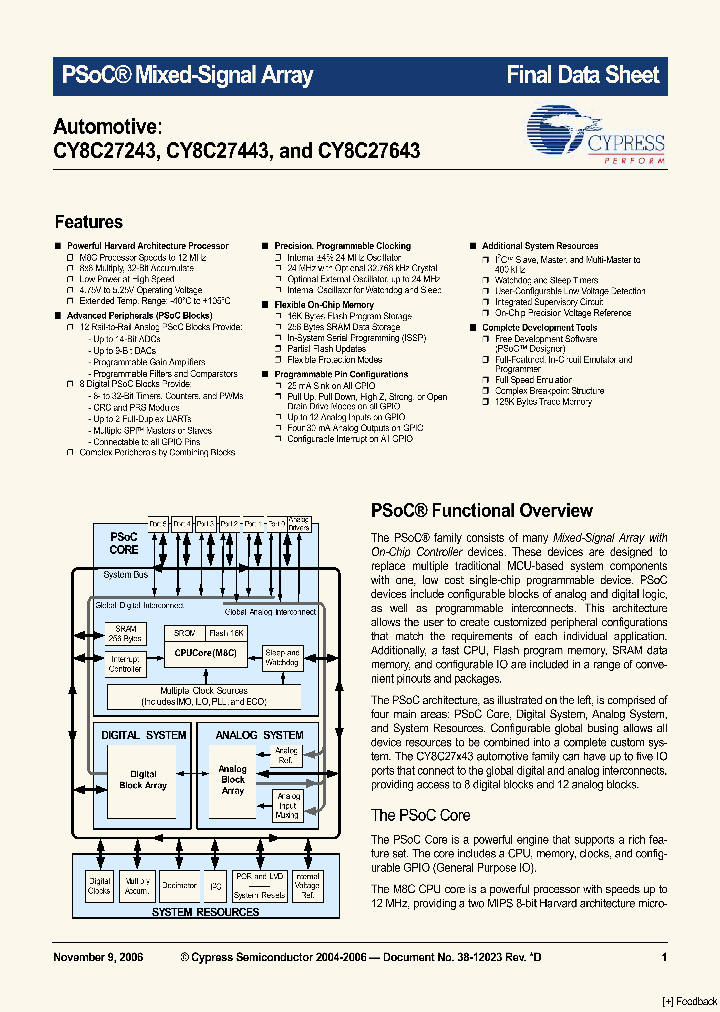 CY8C27243-12PVXE_1157378.PDF Datasheet