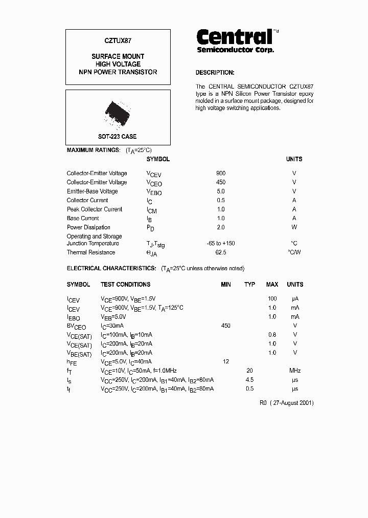 CZTUX87_1230834.PDF Datasheet
