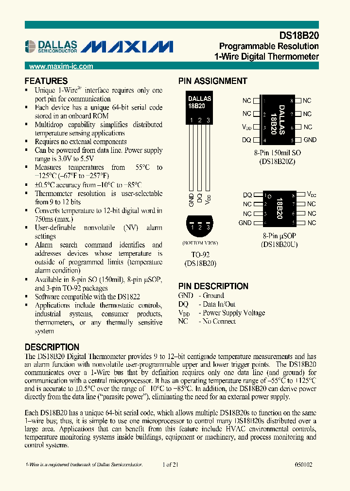 DS18B20-PAR_1234087.PDF Datasheet
