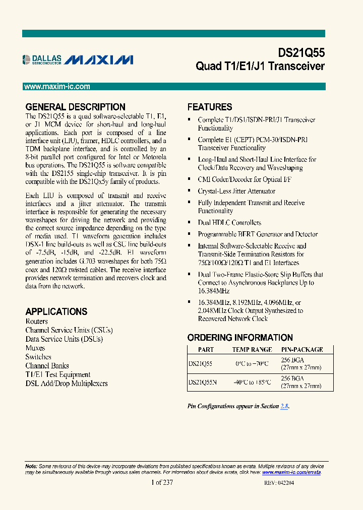 DS21Q55N_1234154.PDF Datasheet