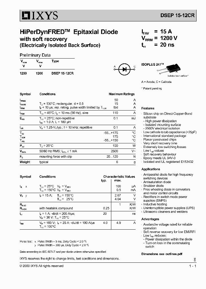 DSEP15-12CR_1234685.PDF Datasheet