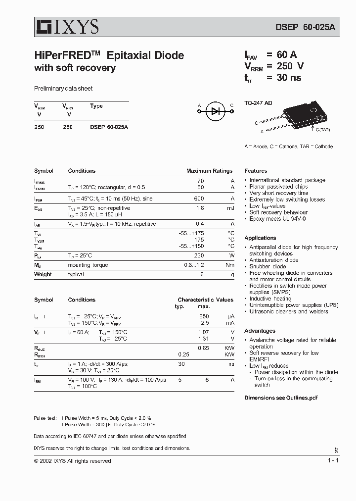 DSEP60-025A_1234703.PDF Datasheet