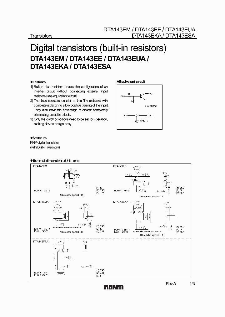 DTA143ESA_1047821.PDF Datasheet
