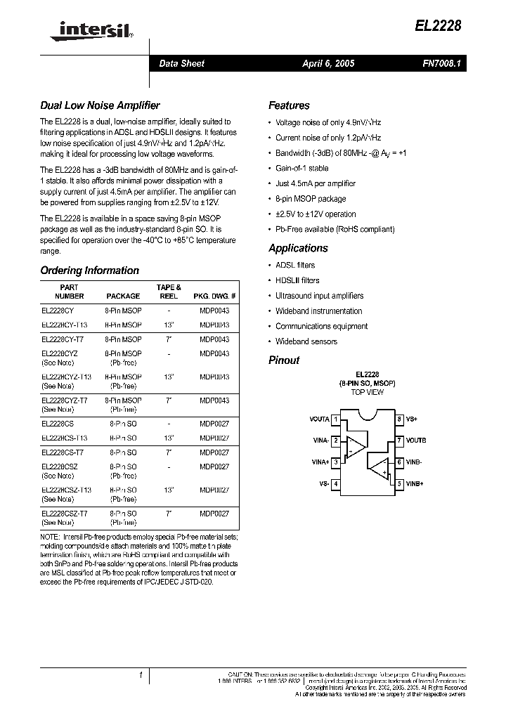 EL2228CYZ-T7_1236421.PDF Datasheet