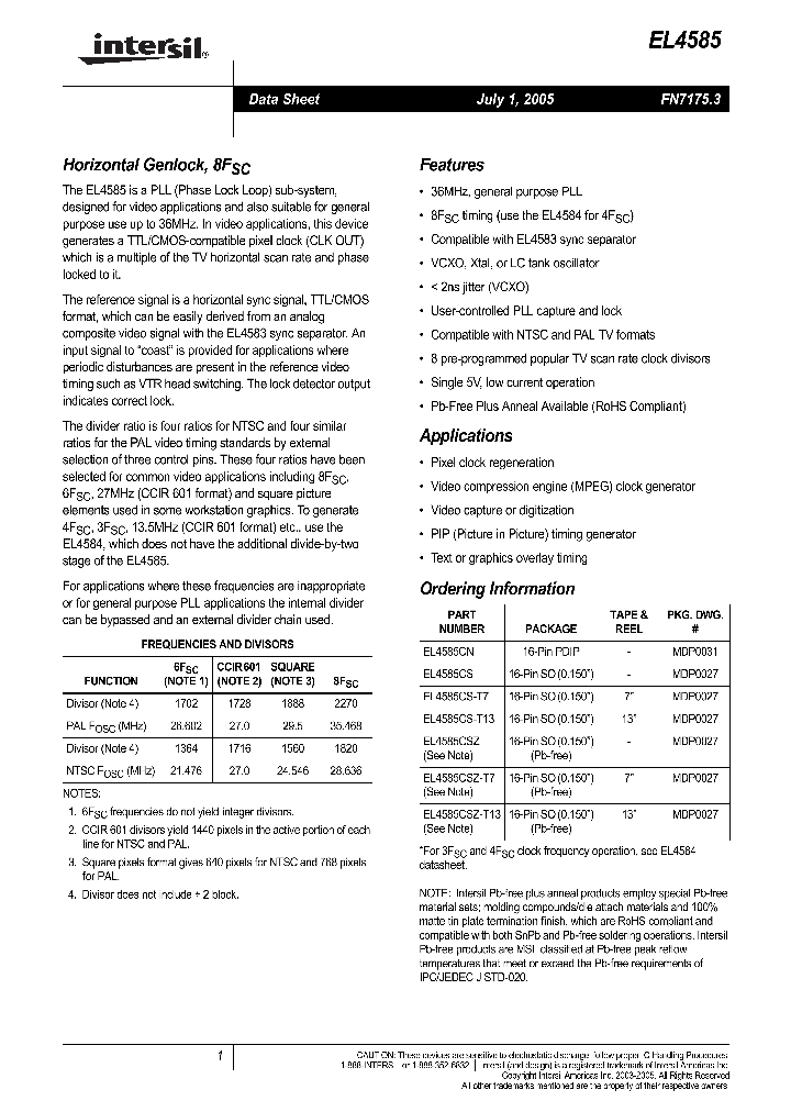 EL4585CSZ-T7_1236509.PDF Datasheet