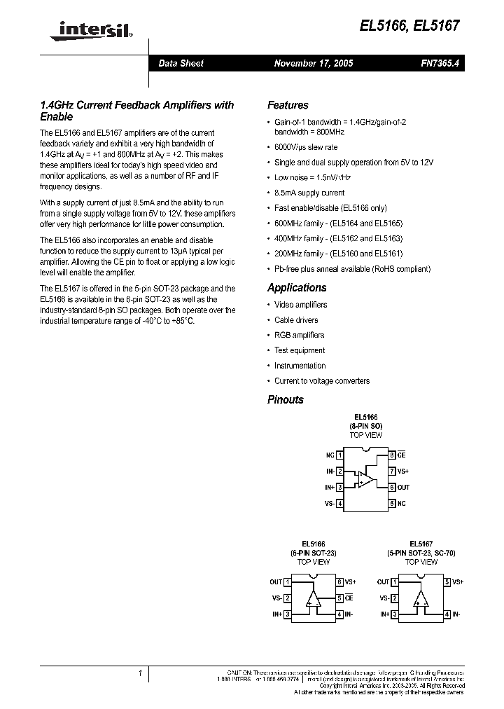 EL5167IWZ-T7A_1236521.PDF Datasheet