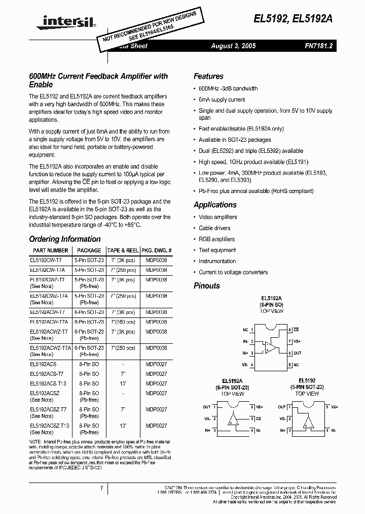 EL5192_1027085.PDF Datasheet