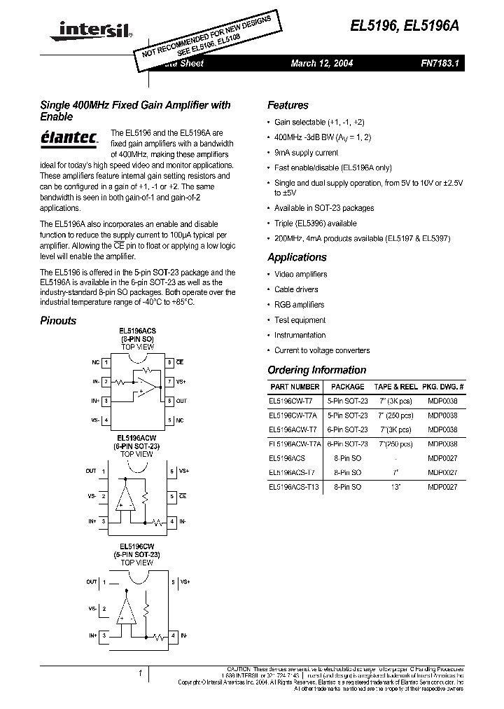 EL5196_824988.PDF Datasheet