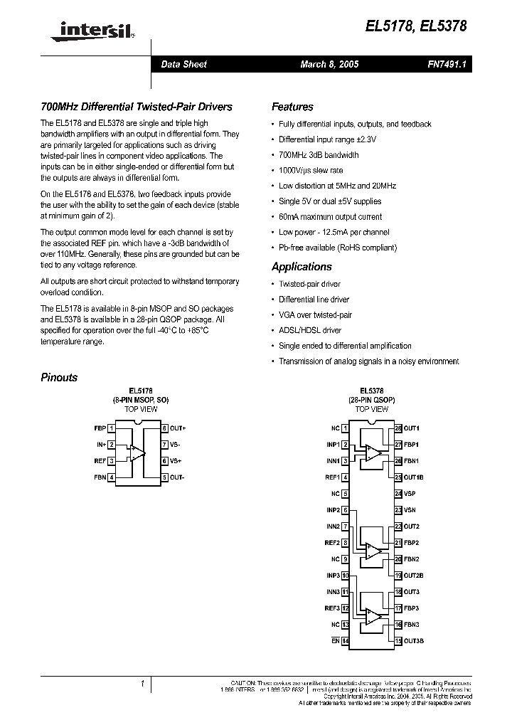 EL5378IUZ-T7_1236583.PDF Datasheet