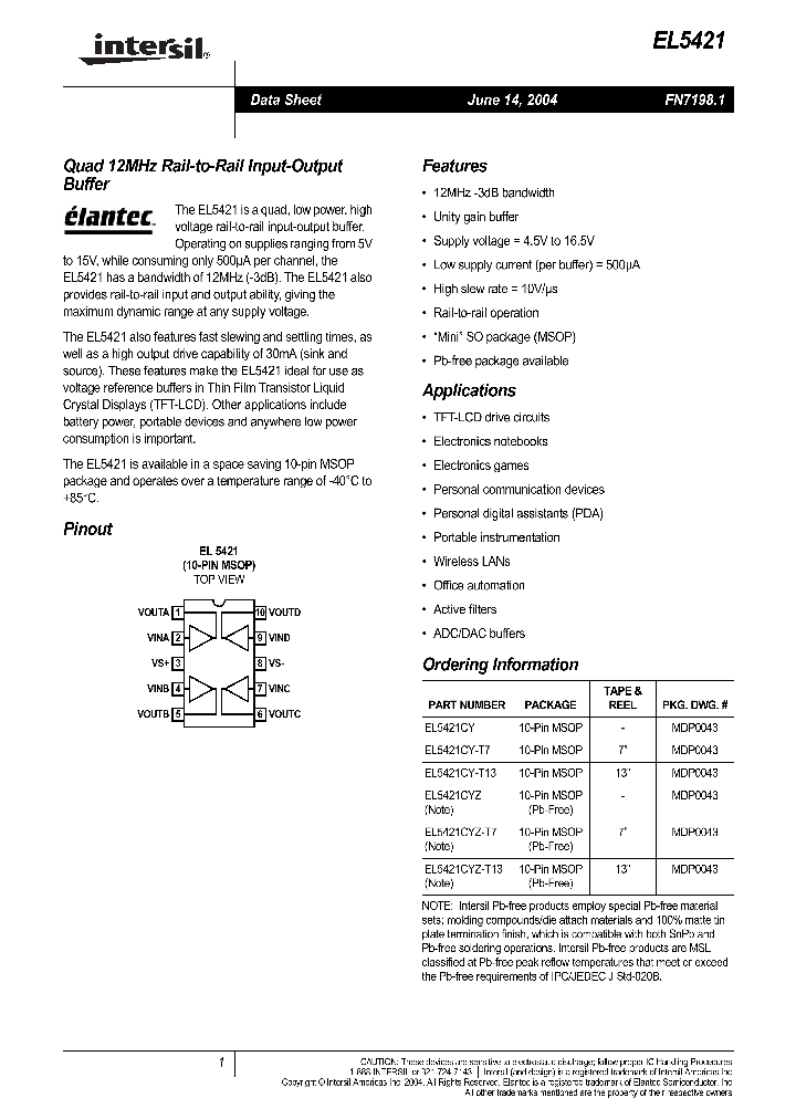 EL5421CYZ-T7_1236600.PDF Datasheet