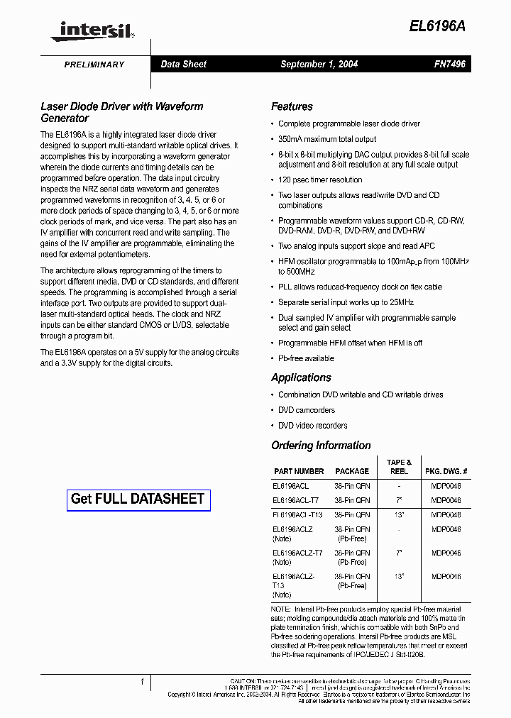 EL6196ACLZT13_1236629.PDF Datasheet