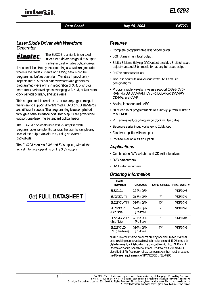 EL6293CLZT13_1236669.PDF Datasheet