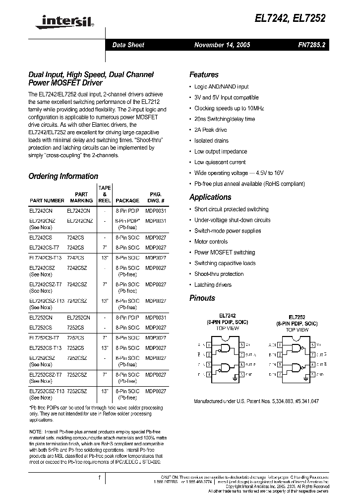 EL7252CSZ-T7_1236692.PDF Datasheet