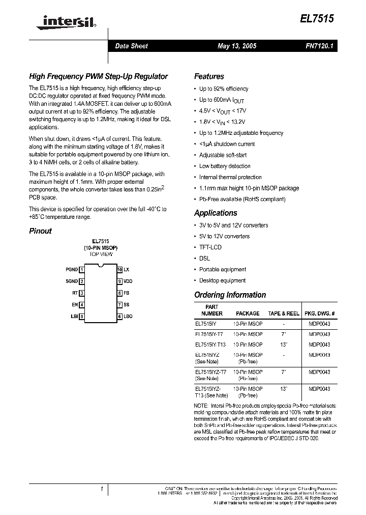 EL7515IYZT13_1236701.PDF Datasheet