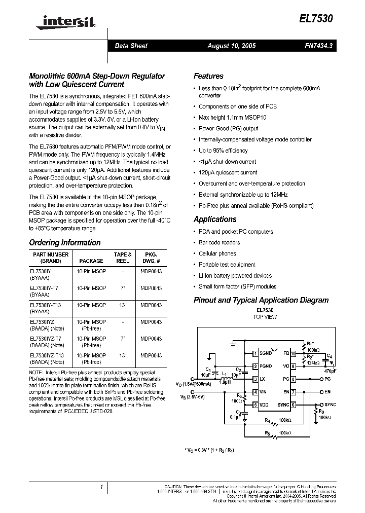 EL7530IYZ-T7_1236707.PDF Datasheet