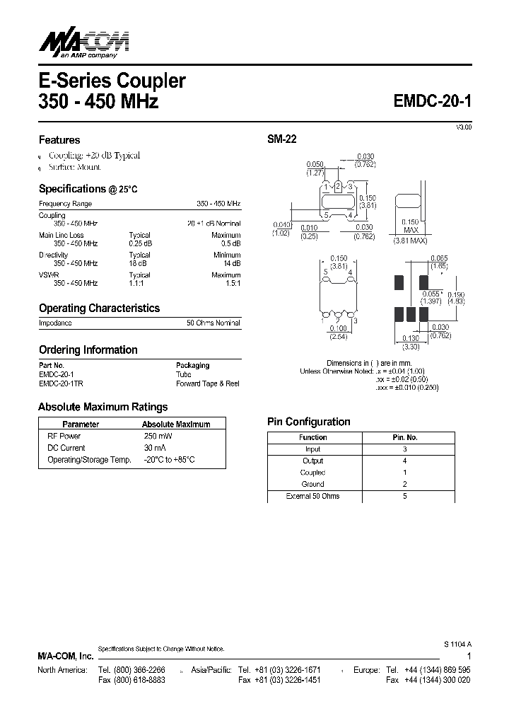EMDC-20-1TR_1237216.PDF Datasheet
