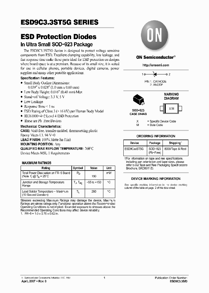 ESD9CXXST5G_1237834.PDF Datasheet