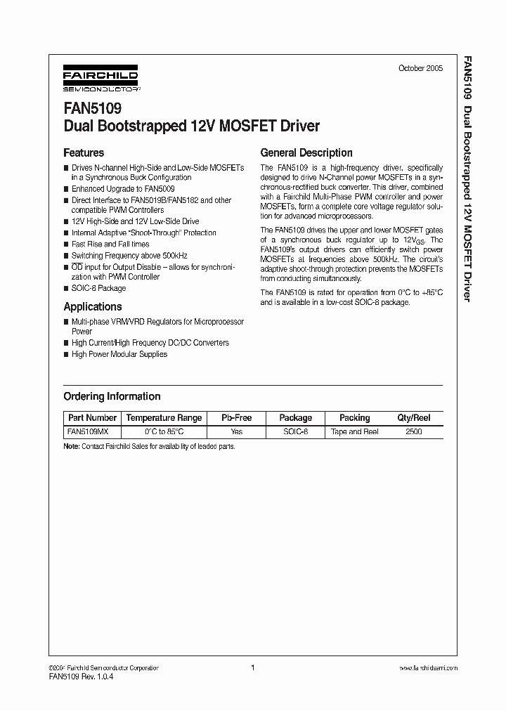 FAN5109MX_1238750.PDF Datasheet