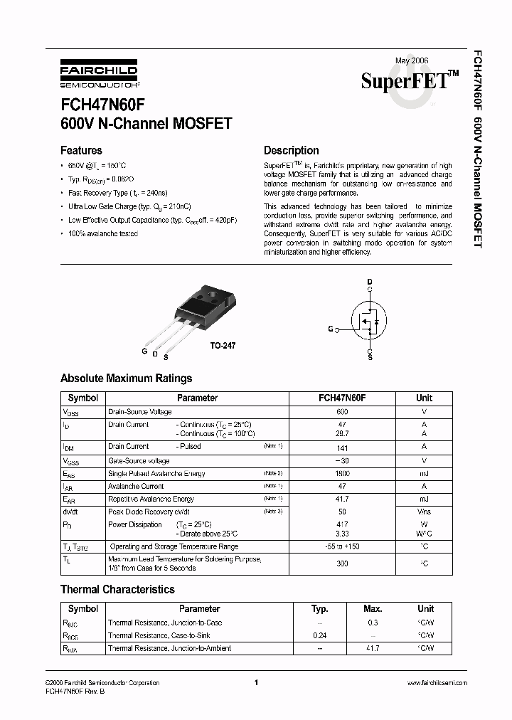 FCH47N60F0605_1016542.PDF Datasheet