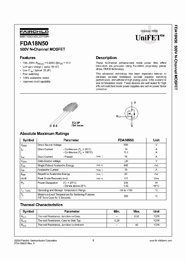 FDA18N50_1115791.PDF Datasheet