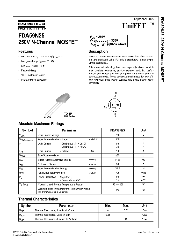 FDA59N25_1239190.PDF Datasheet