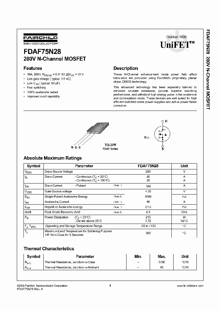 FDAF75N28_1239200.PDF Datasheet