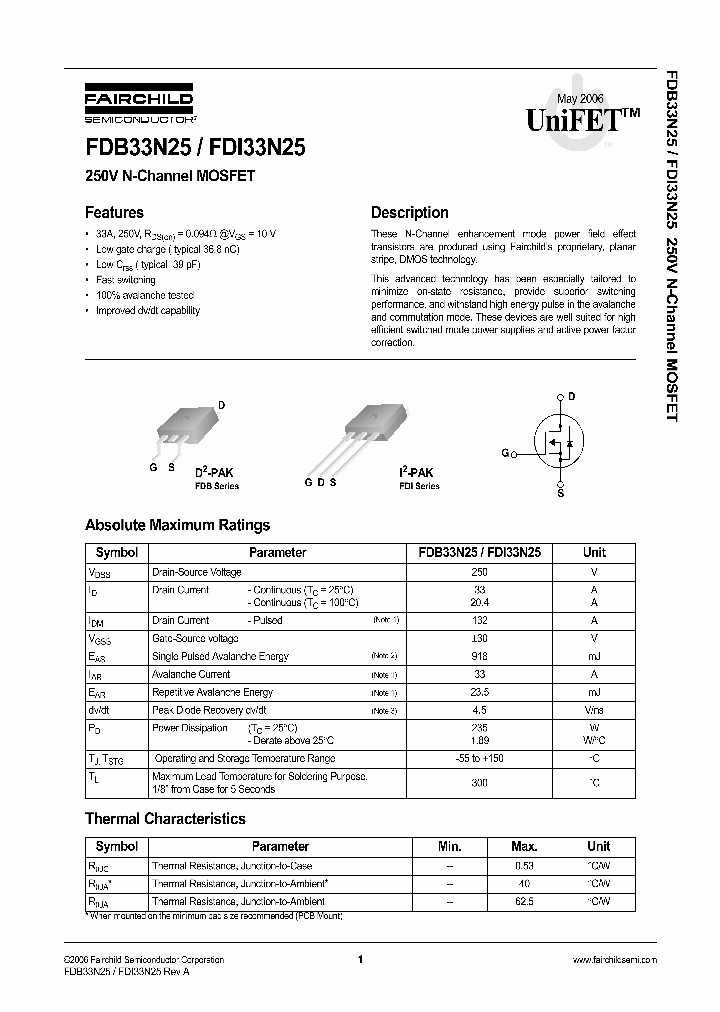 FDI33N25_1115775.PDF Datasheet