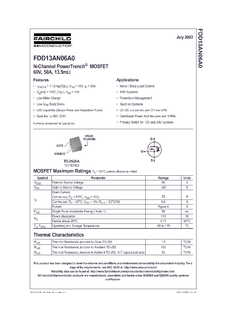 FDD13AN06A0_1239327.PDF Datasheet