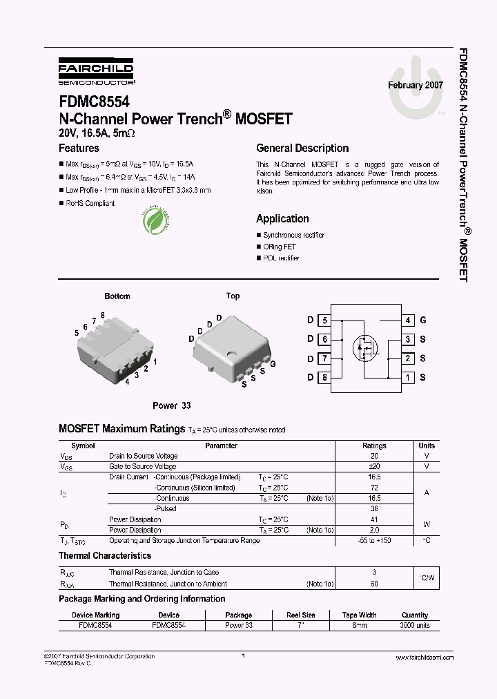 FDMC8554_1239497.PDF Datasheet