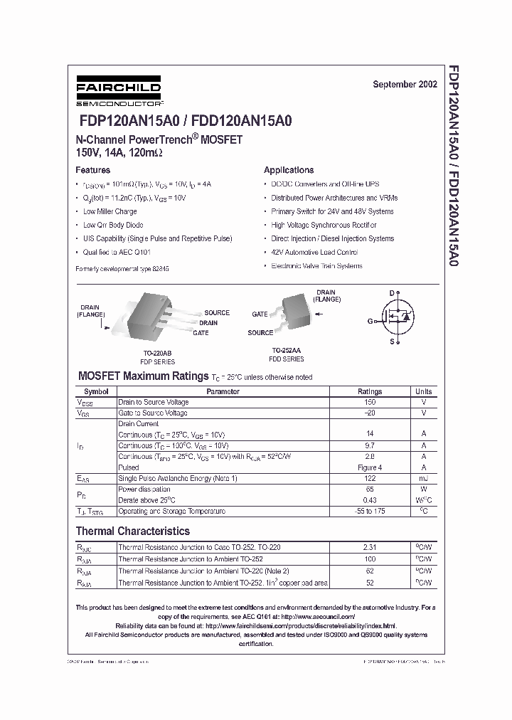 FDP120AN15A0_1239538.PDF Datasheet
