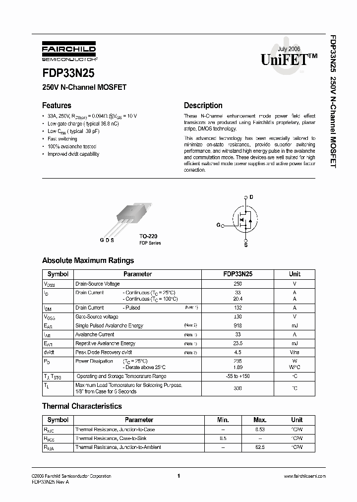 FDP33N25_1239545.PDF Datasheet