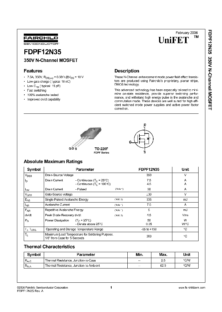 FDPF12N35_1239585.PDF Datasheet