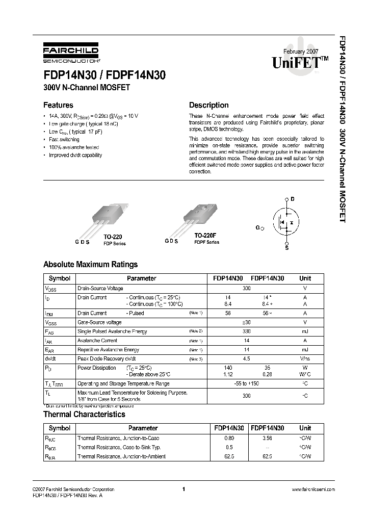 FDPF14N30_1107558.PDF Datasheet