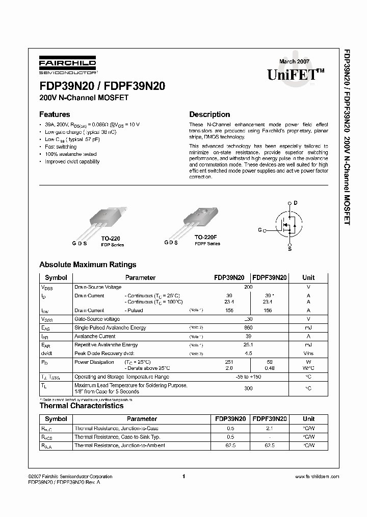 FDPF39N20_1239590.PDF Datasheet