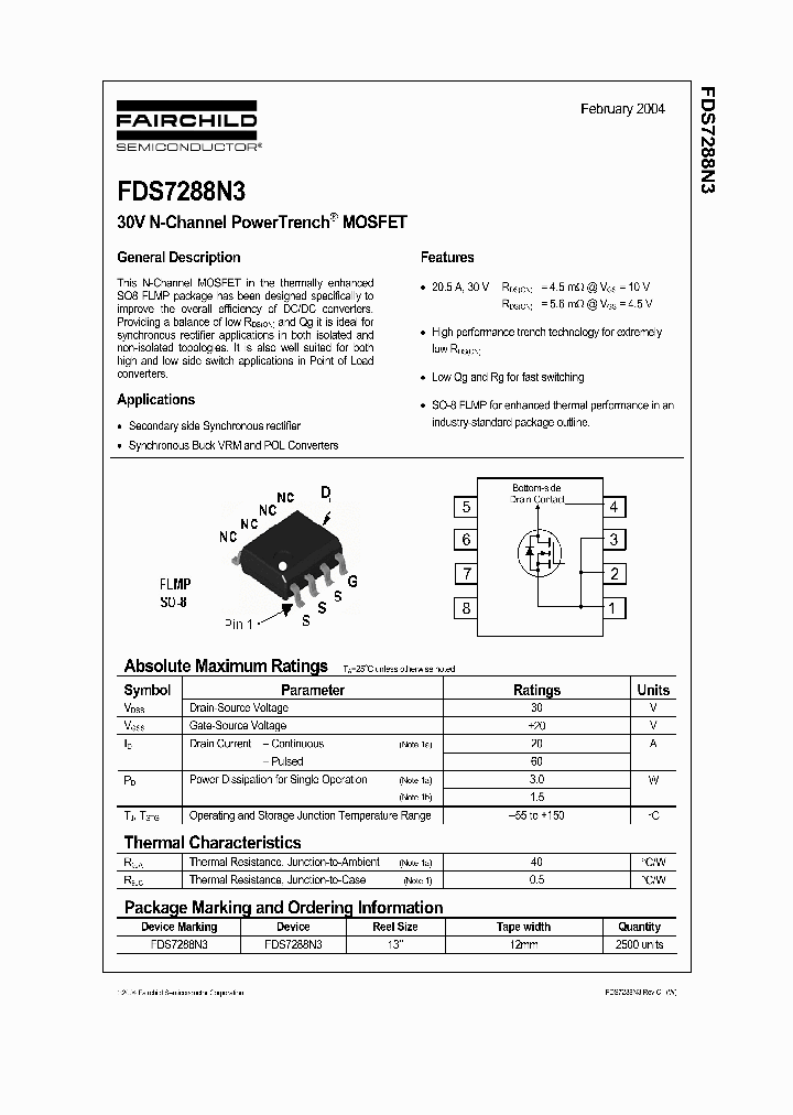 FDS7288N3_1023744.PDF Datasheet