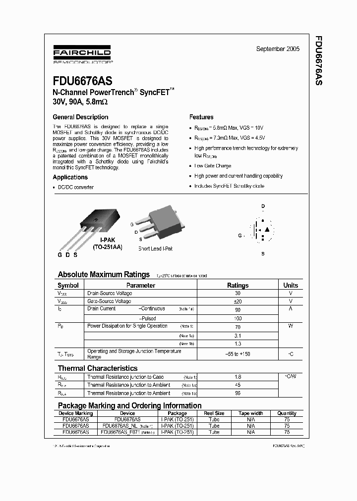 FDU6676ASNL_1239820.PDF Datasheet