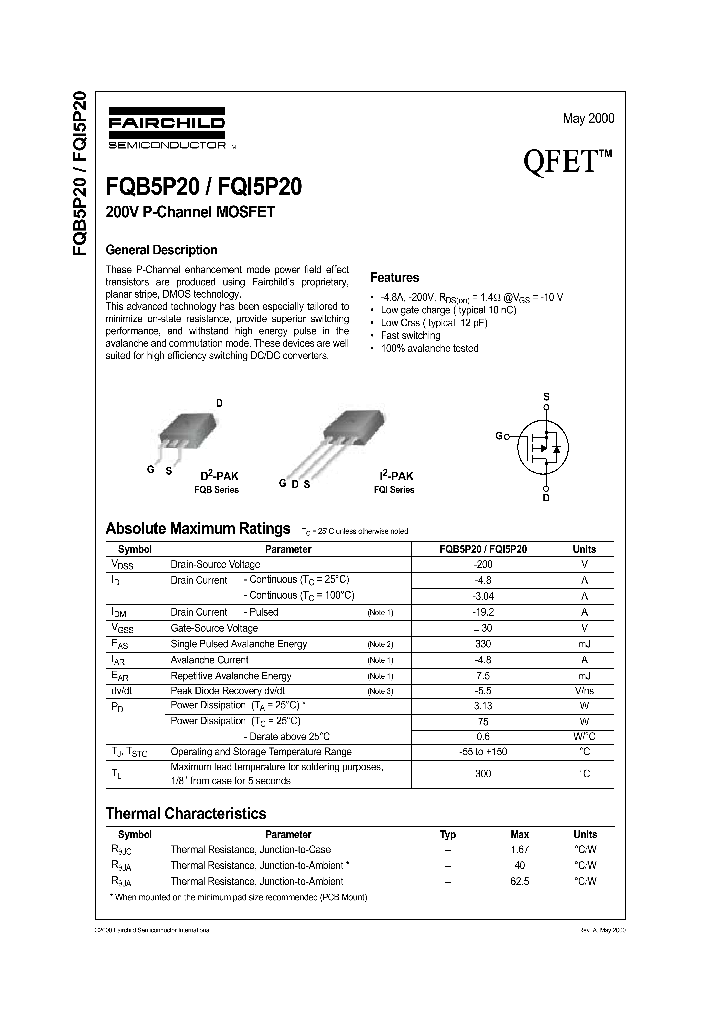 FQB5P20_1189611.PDF Datasheet
