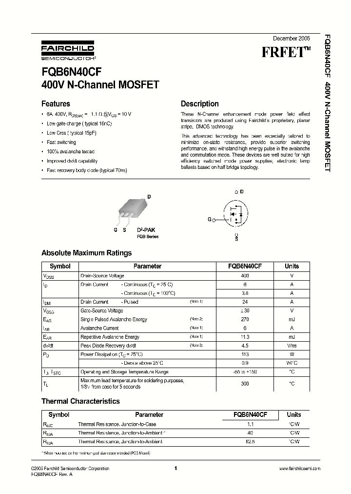 FQB6N40CFTM_1241522.PDF Datasheet