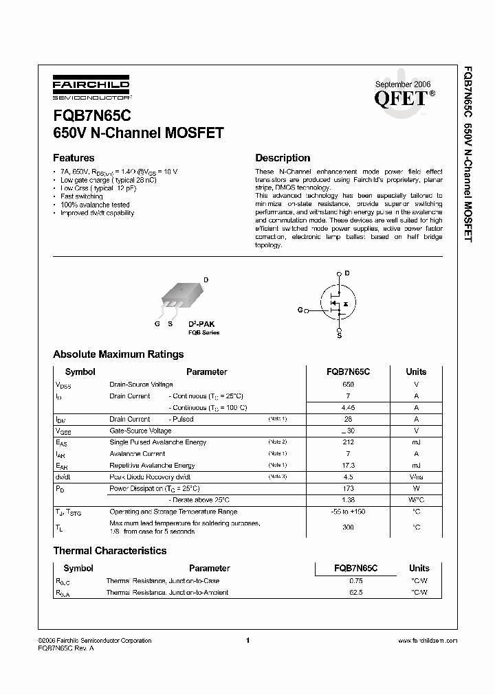 FQB7N65C_1095165.PDF Datasheet