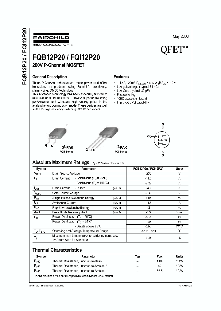 FQI12P20_1241557.PDF Datasheet