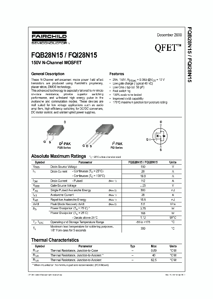 FQI28N15_1241588.PDF Datasheet