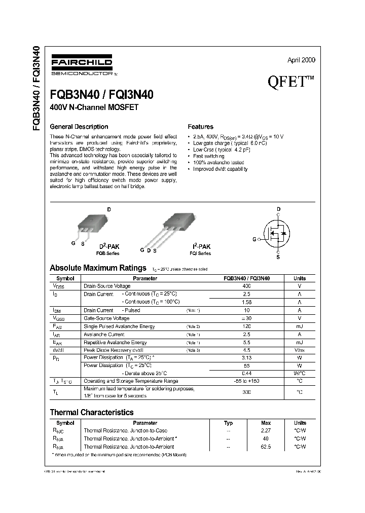 FQI3N40_1241606.PDF Datasheet