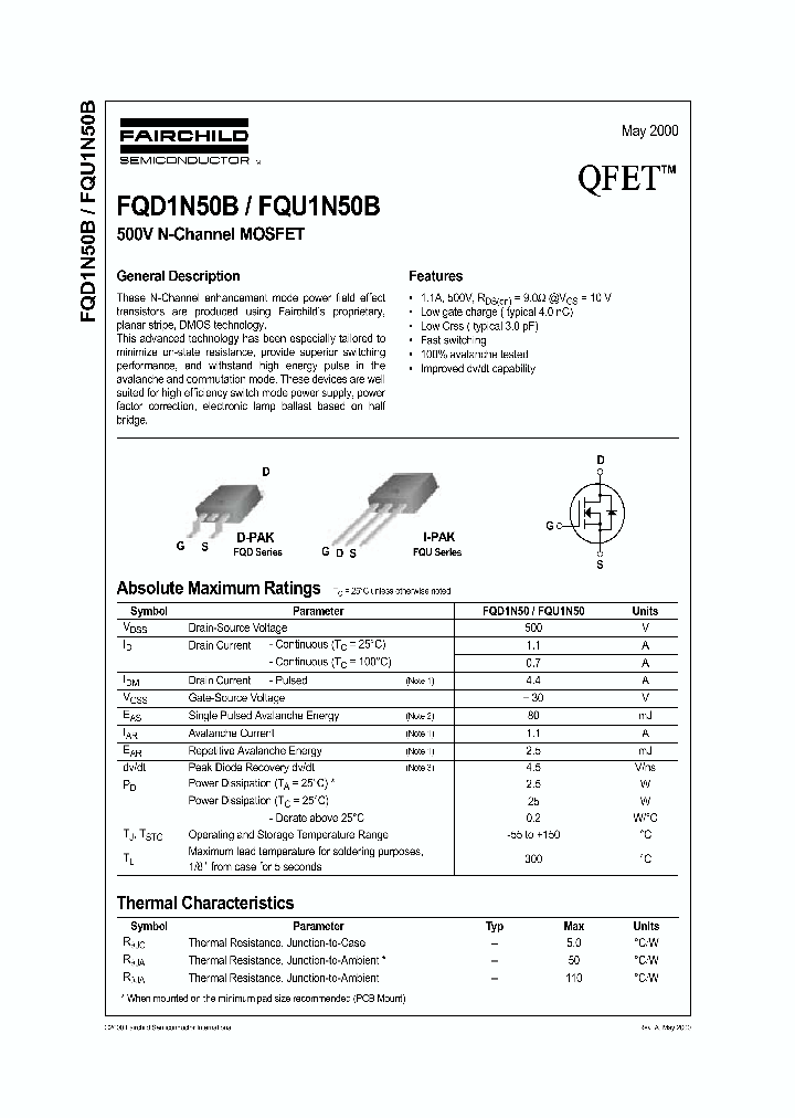 FQU1N50B_1241958.PDF Datasheet