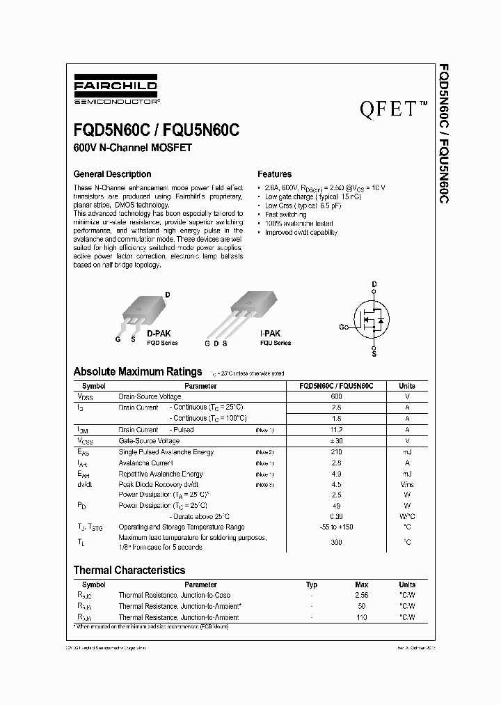 FQU5N60C_1241999.PDF Datasheet