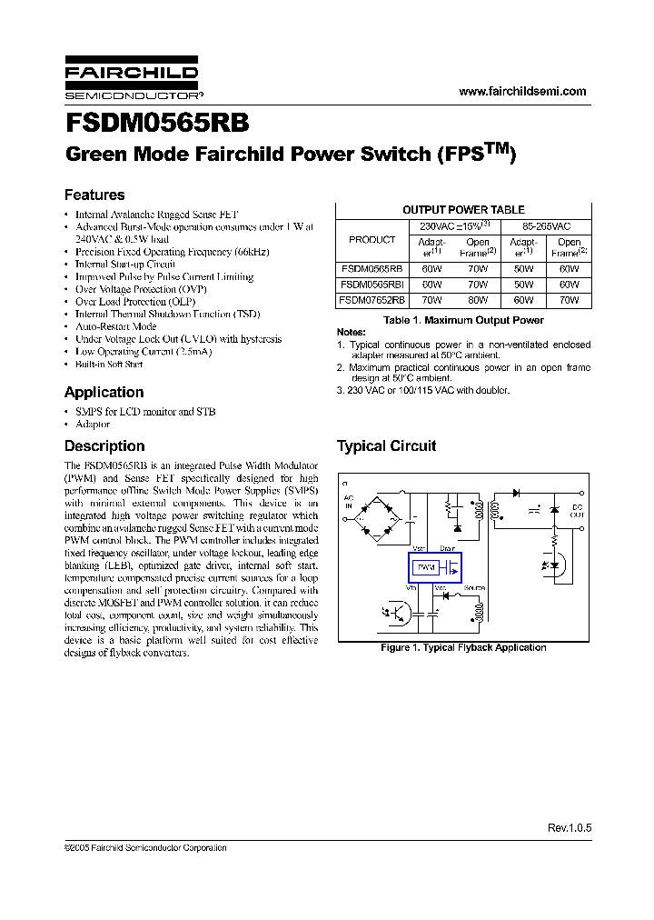 FSDM07652RBWDTU_1242888.PDF Datasheet